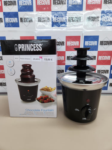 Fuente chocolate 32W, 0.4L con 3 alturas, 22.5 cm de altura, función para mantener el chocolate caliente, piezas aptas para lavavajillas, carcasa de acero inoxidable, Princess 292994